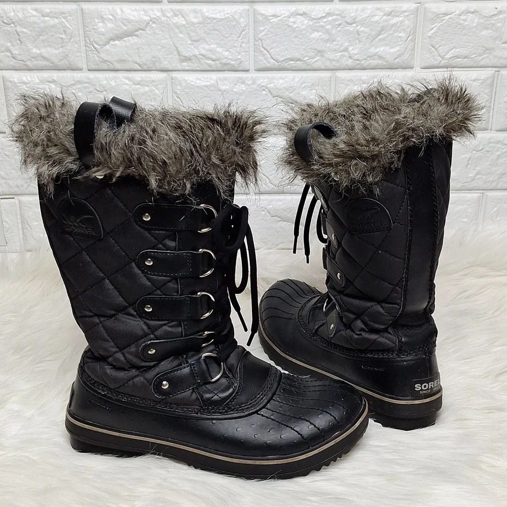 SOREL Black Tofino II Waterproof Winter Fur Boots